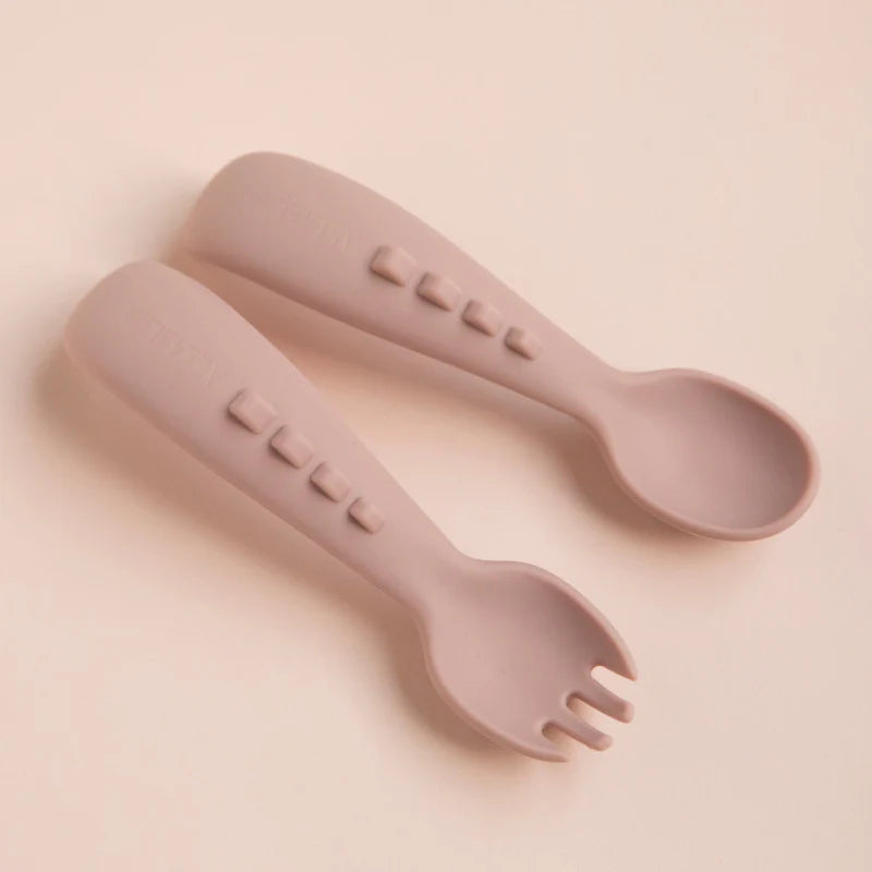 Comfy Grip Silicone Cutlery Set - Dusty Pink