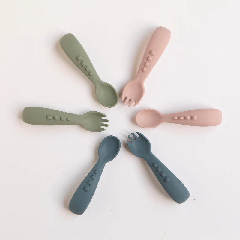 Comfy Grip Silicone Cutlery Set - Dusty Pink