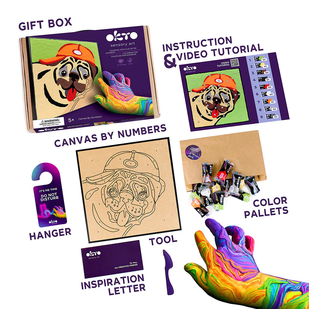 Pug Dog Colouring With Clay Set