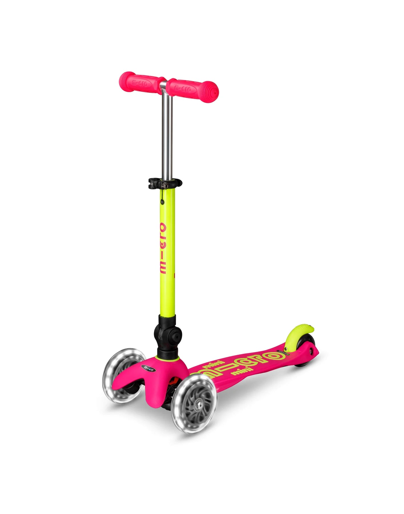 Mini Micro Deluxe LED Foldable Scooter - Yellow Pink - 2 to 5 years