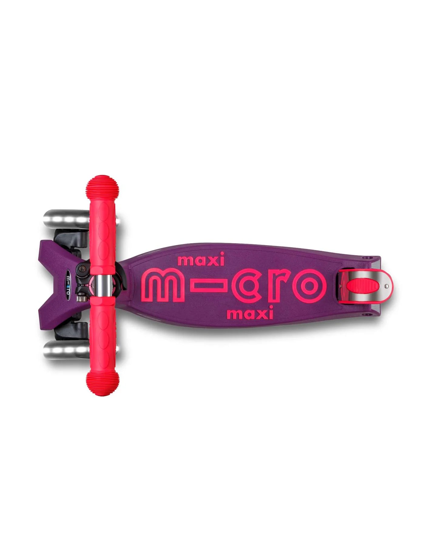 Maxi Micro Deluxe Foldable Neon Scooter - LED Light Up Wheels - Ultra Pink - 5-12 years