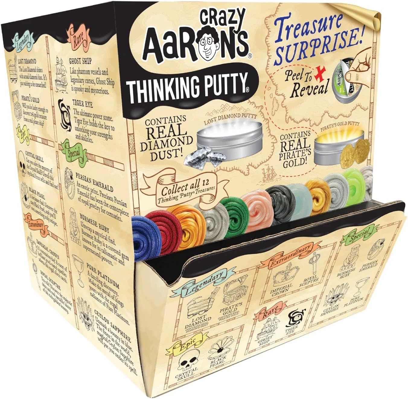 Crazy Aaron's Thinking Putty - Mini Treasure Surprise Tins - Assortment - Toot Toot Toys