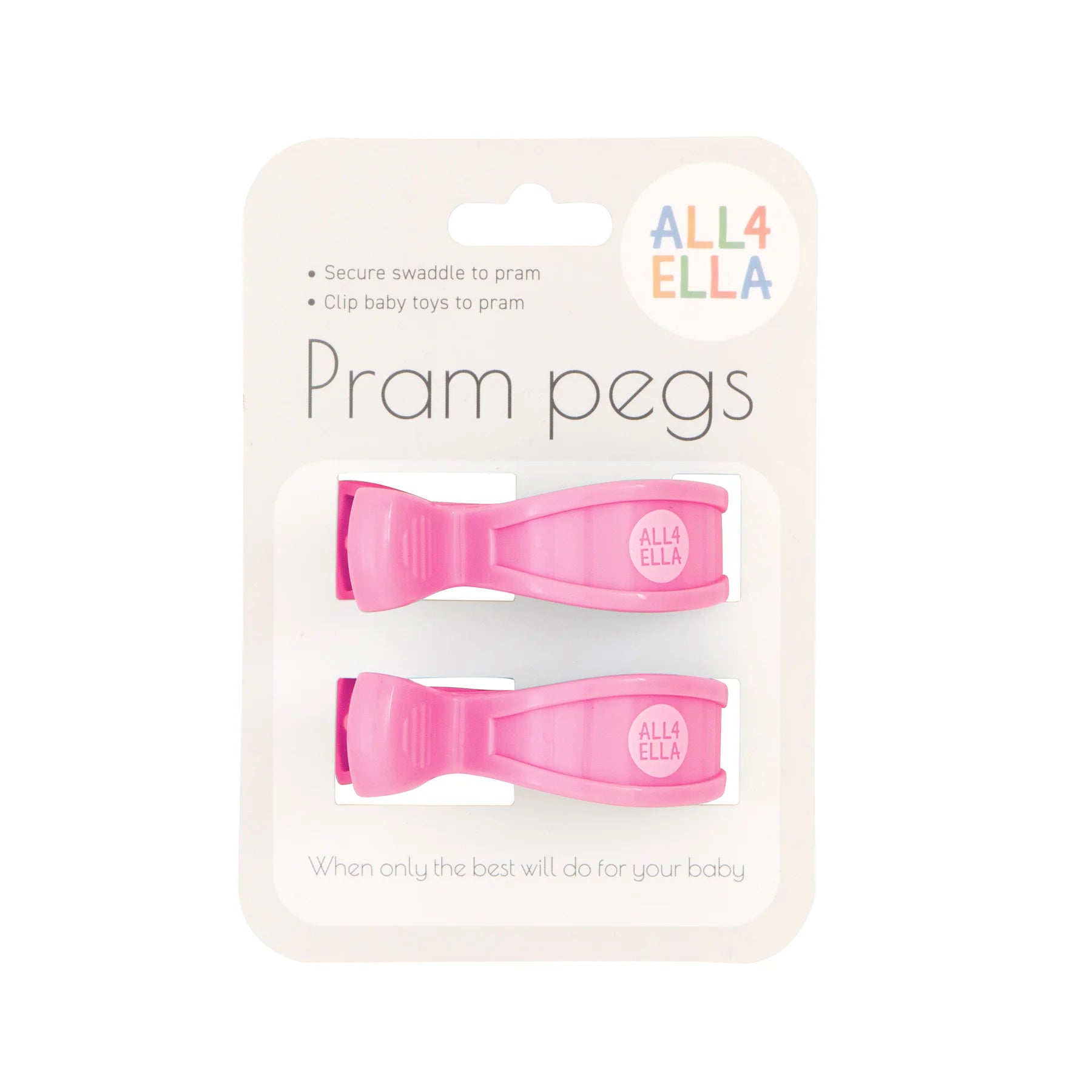 2 Pack Pram Pegs - Pastel Pink