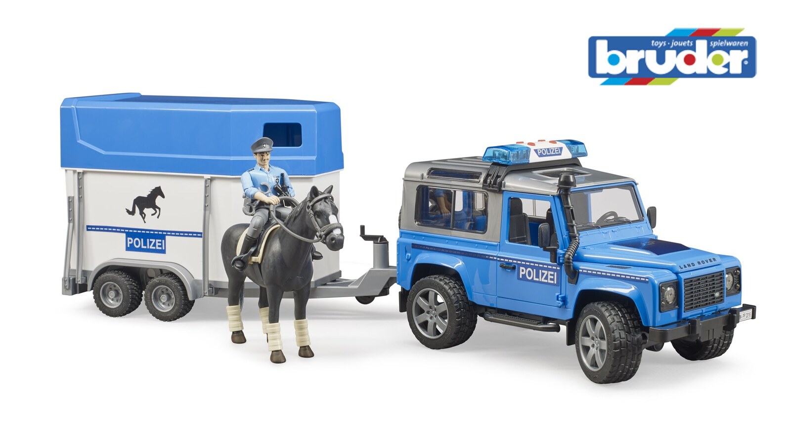 1:16 Emergency Land Rover Defender Police Vehicle with Horse Trailer (02588)