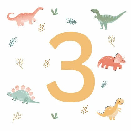 3rd Birthday Card - Dinosaurs
