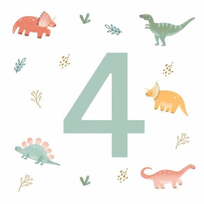 4th Birthday Card - Dinosaurs