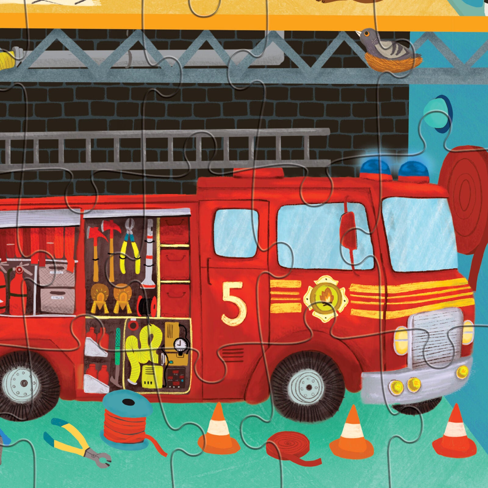 Flat House Puzzle 50 pc - Fire House - Toot Toot Toys