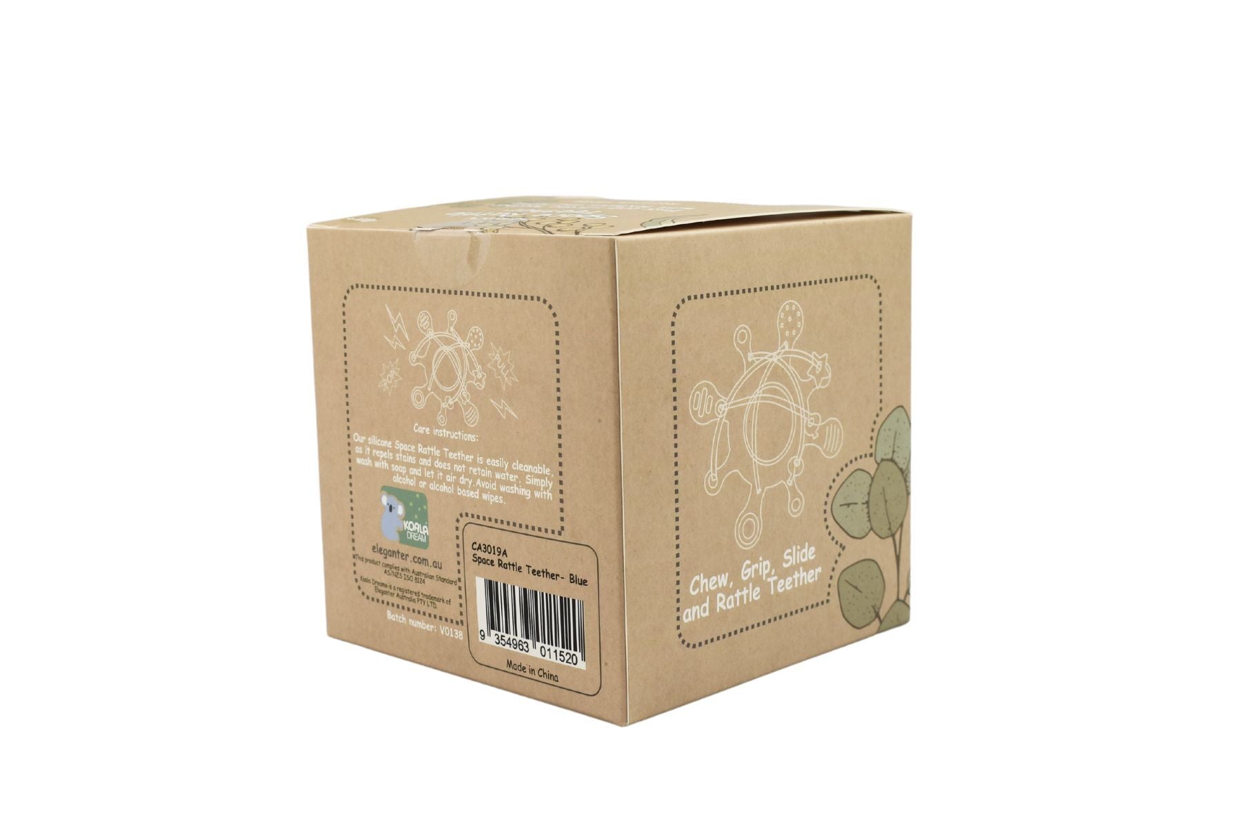 Silicone Sensory Space Rattle Teether - Blue