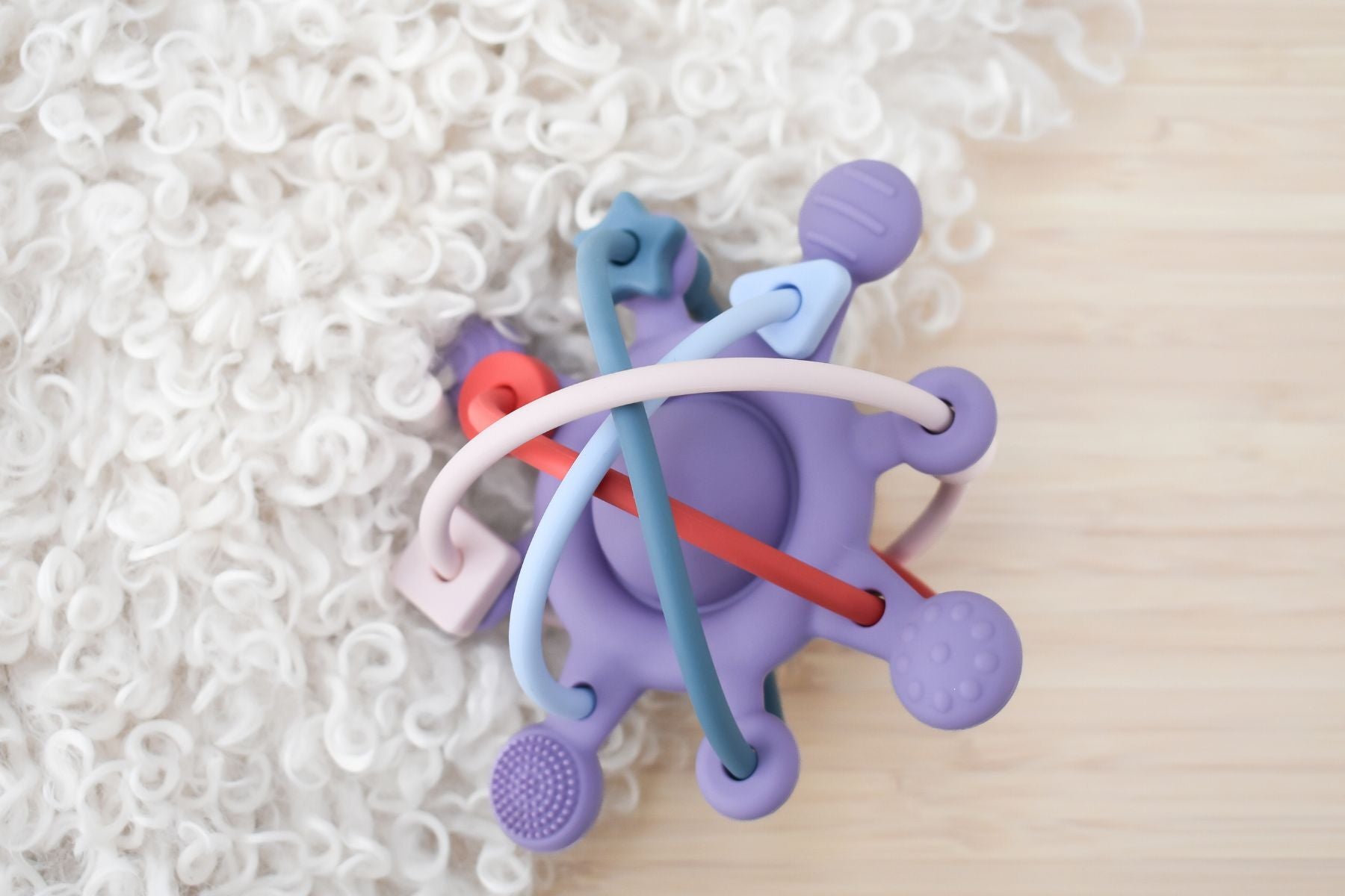 Silicone Sensory Space Rattle Teether - Purple