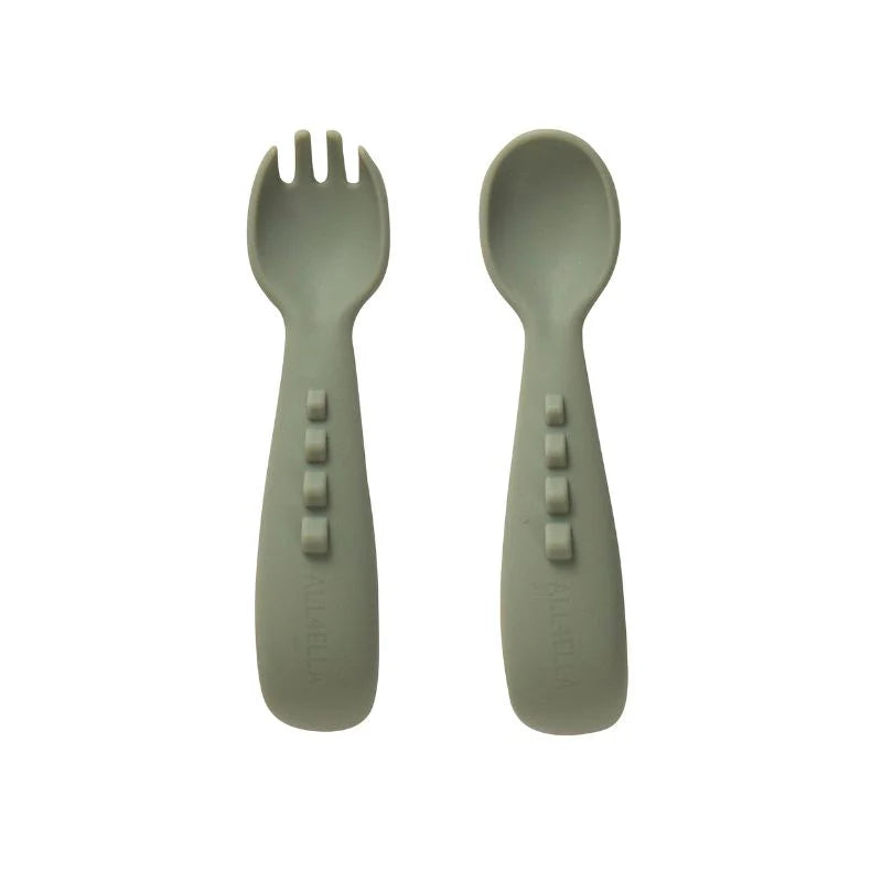 Comfy Grip Silicone Cutlery Set - Olive