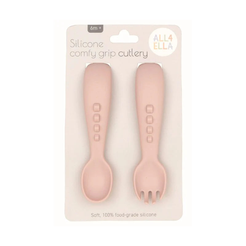 Comfy Grip Silicone Cutlery Set - Dusty Pink