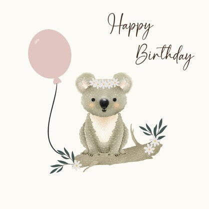 Birthday Card - Koala, Pink