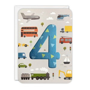 4th Birthday Card - Transport