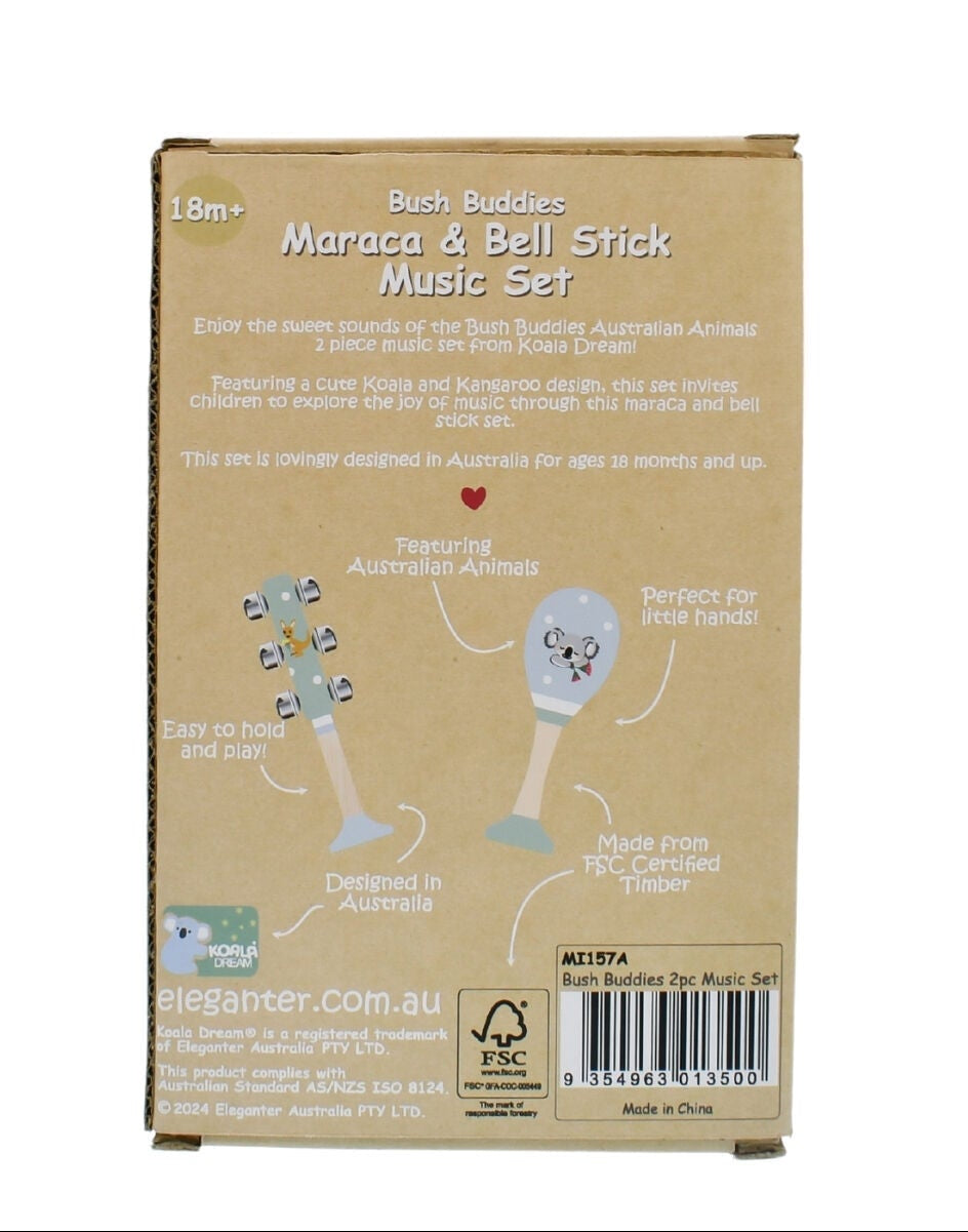 Bush Buddies Australian Animals Maraca & Bell Stick Music Set