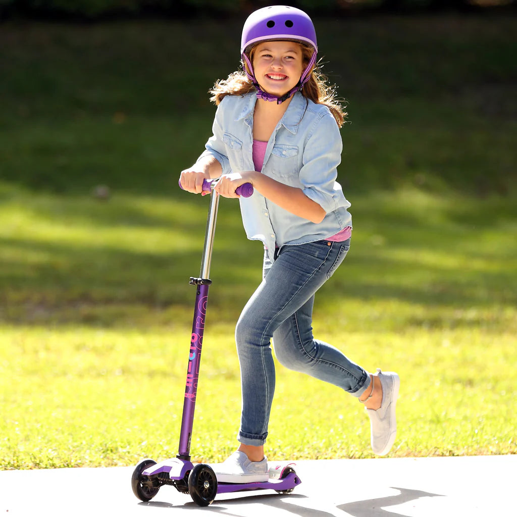 Maxi Micro Deluxe Scooter - LED Light Up Wheels - Purple - 5-12 years