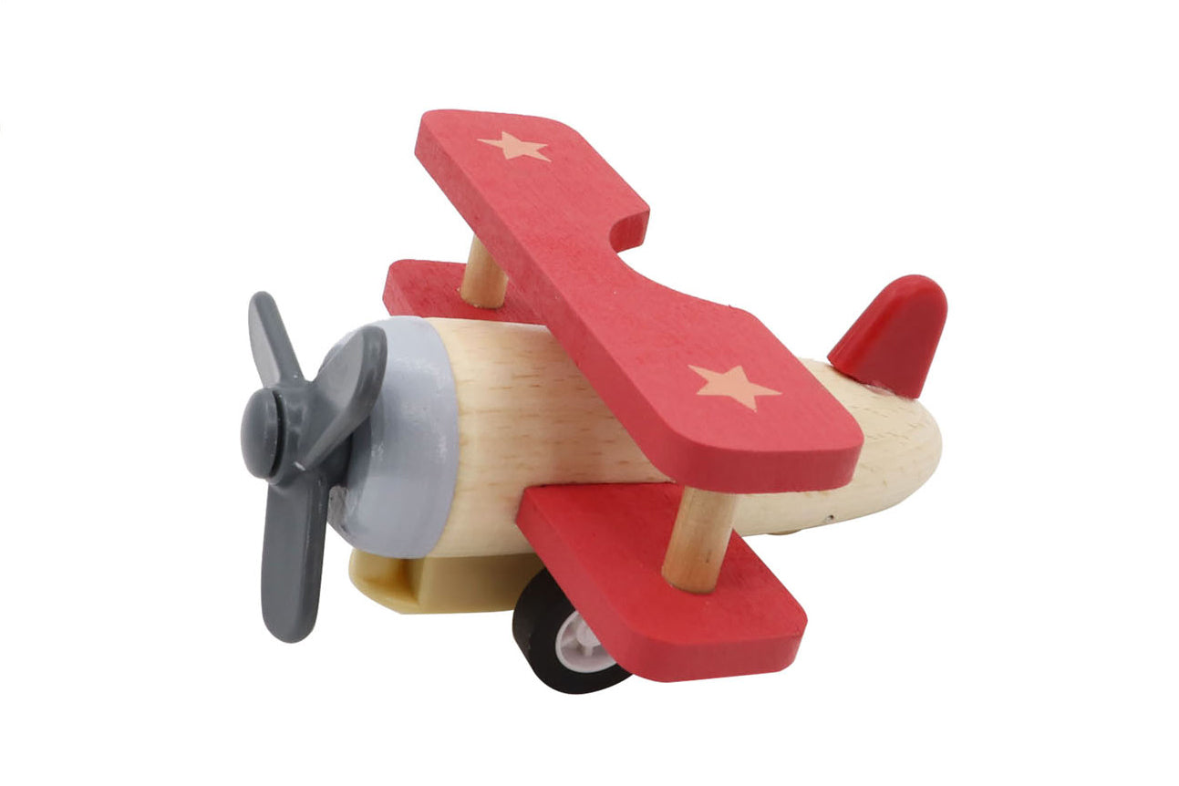 Wooden Pull Back Bi-Plane