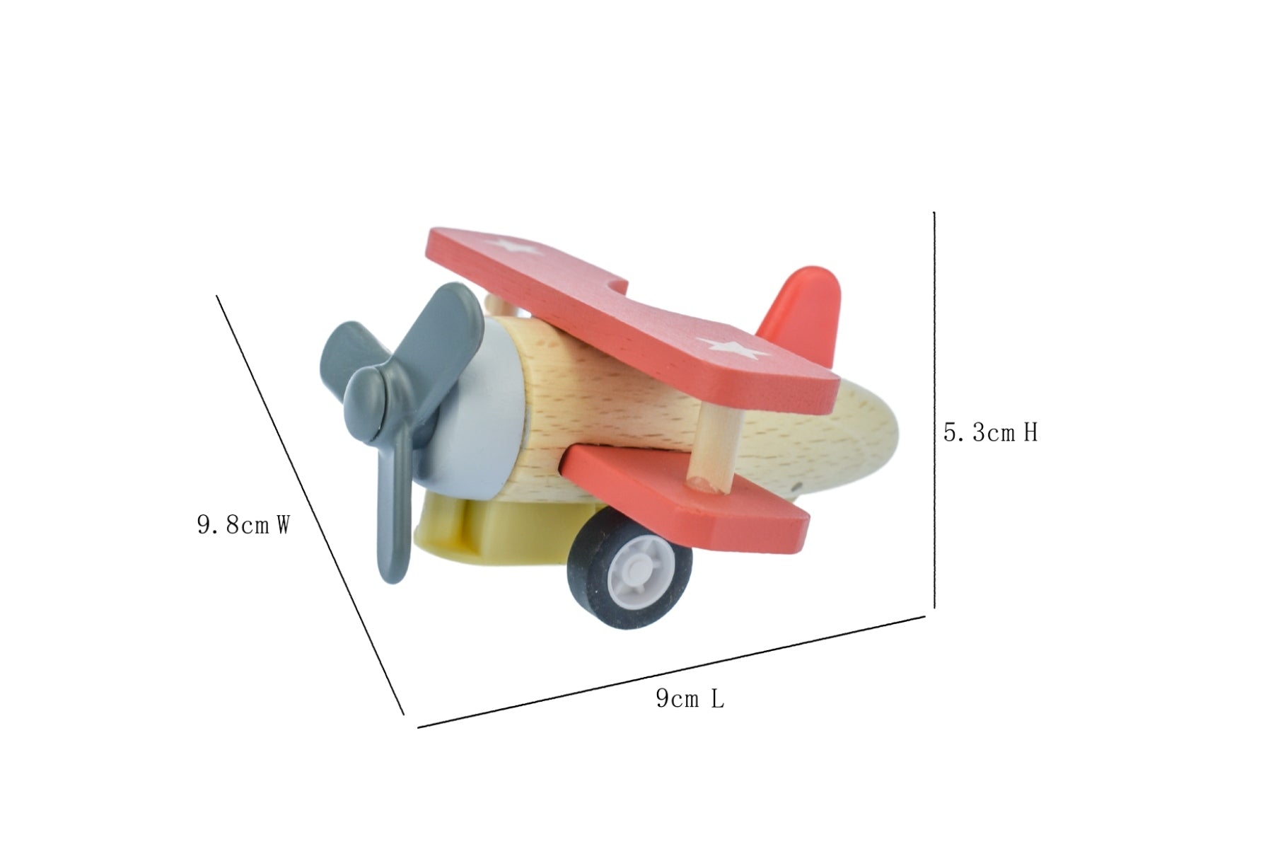 Wooden Pull Back Bi-Plane