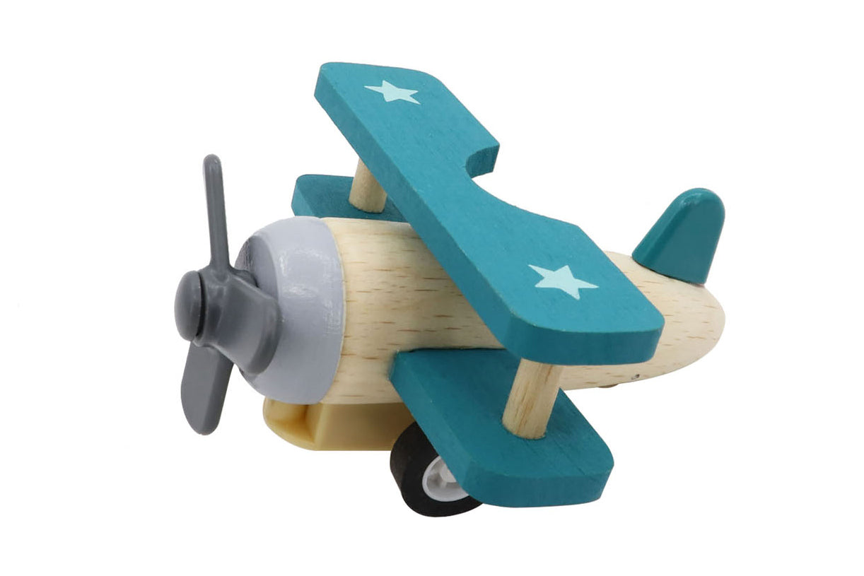 Wooden Pull Back Bi-Plane