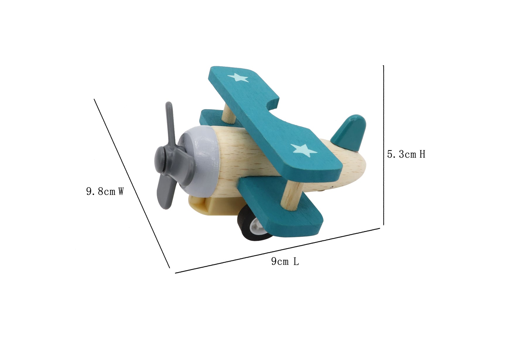 Wooden Pull Back Bi-Plane