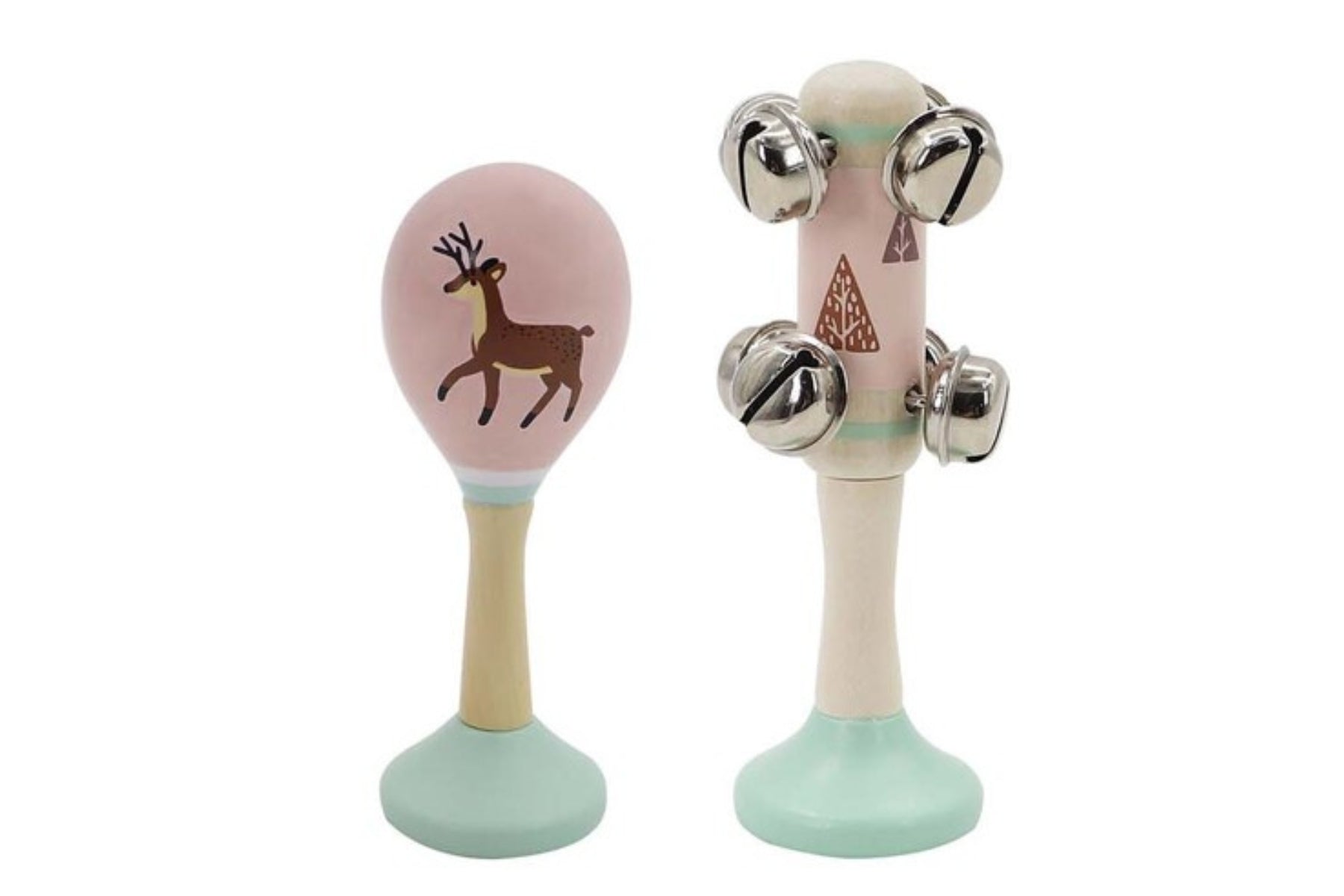 Calm & Breezy Woodland Wooden Maraca & Bell Stick Set