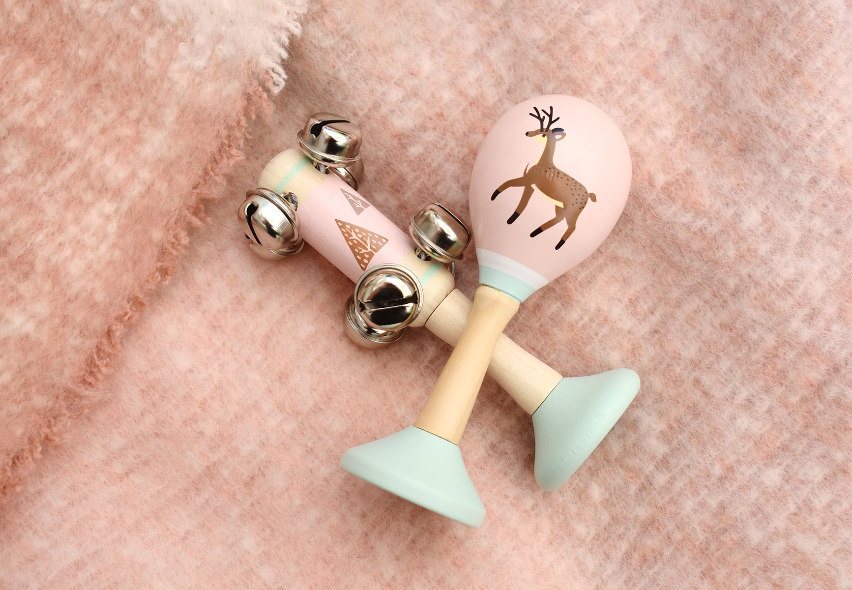 Calm & Breezy Woodland Wooden Maraca & Bell Stick Set