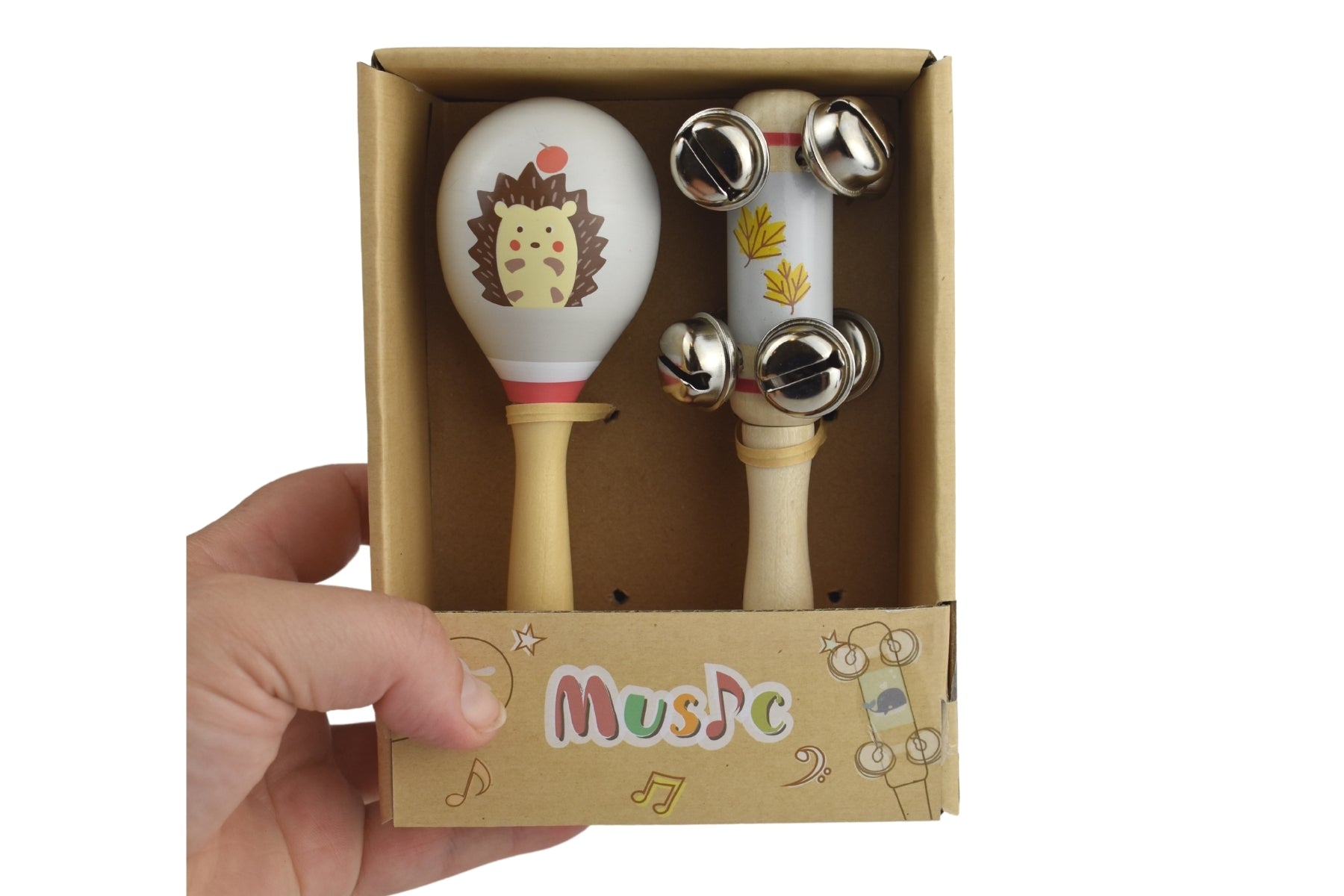 Calm & Breezy Woodland Wooden Maraca & Bell Stick Set