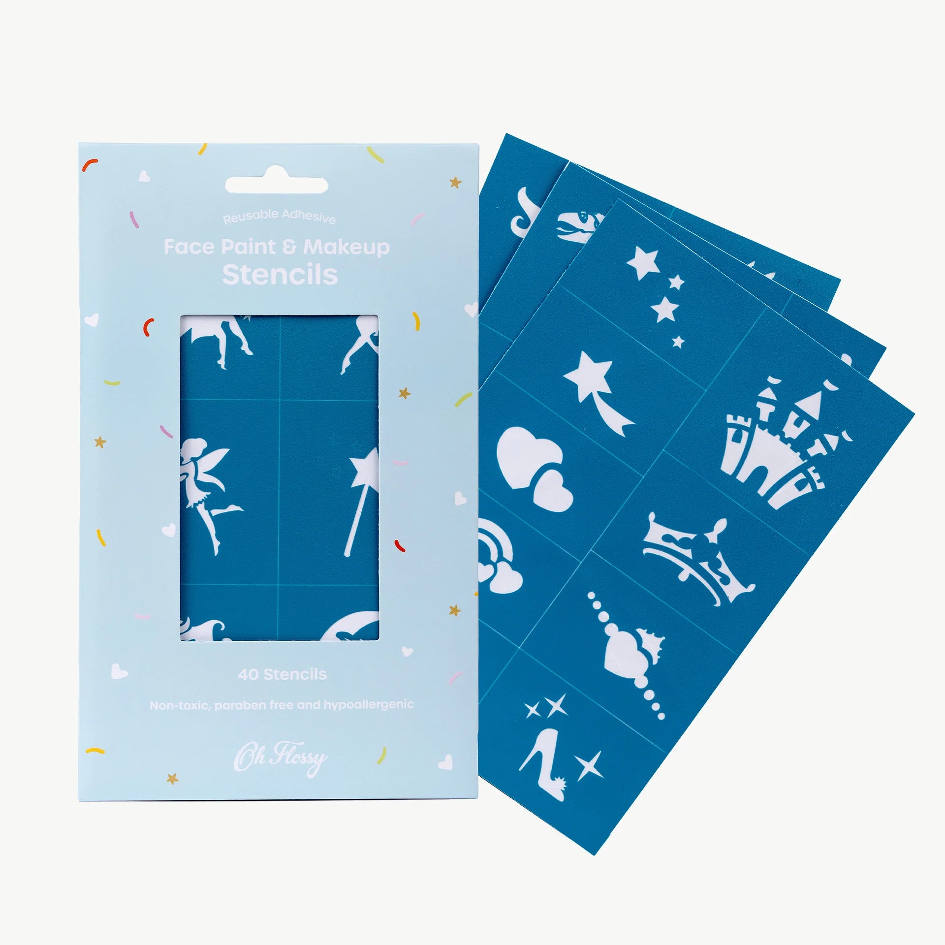 Reusable Adhesive Face Paint & Makeup Stencils (Teal)