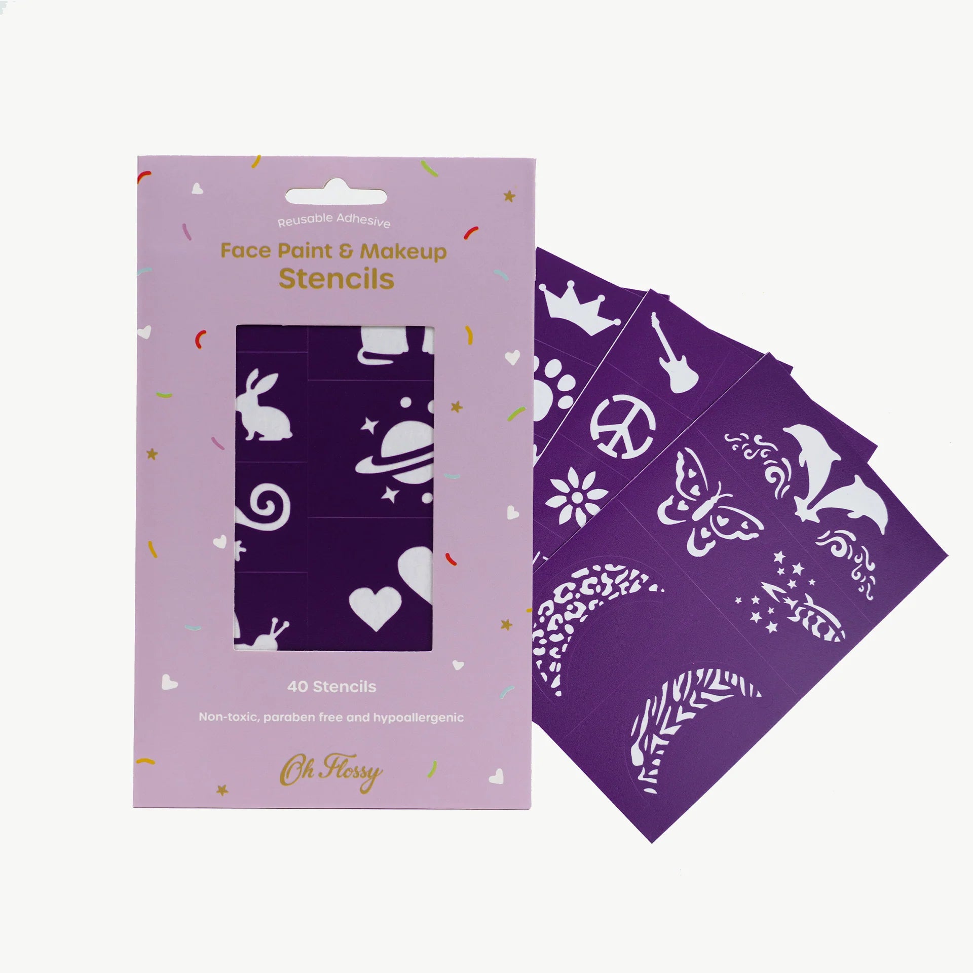 Reusable Adhesive Face Paint & Makeup Stencils (Purple)