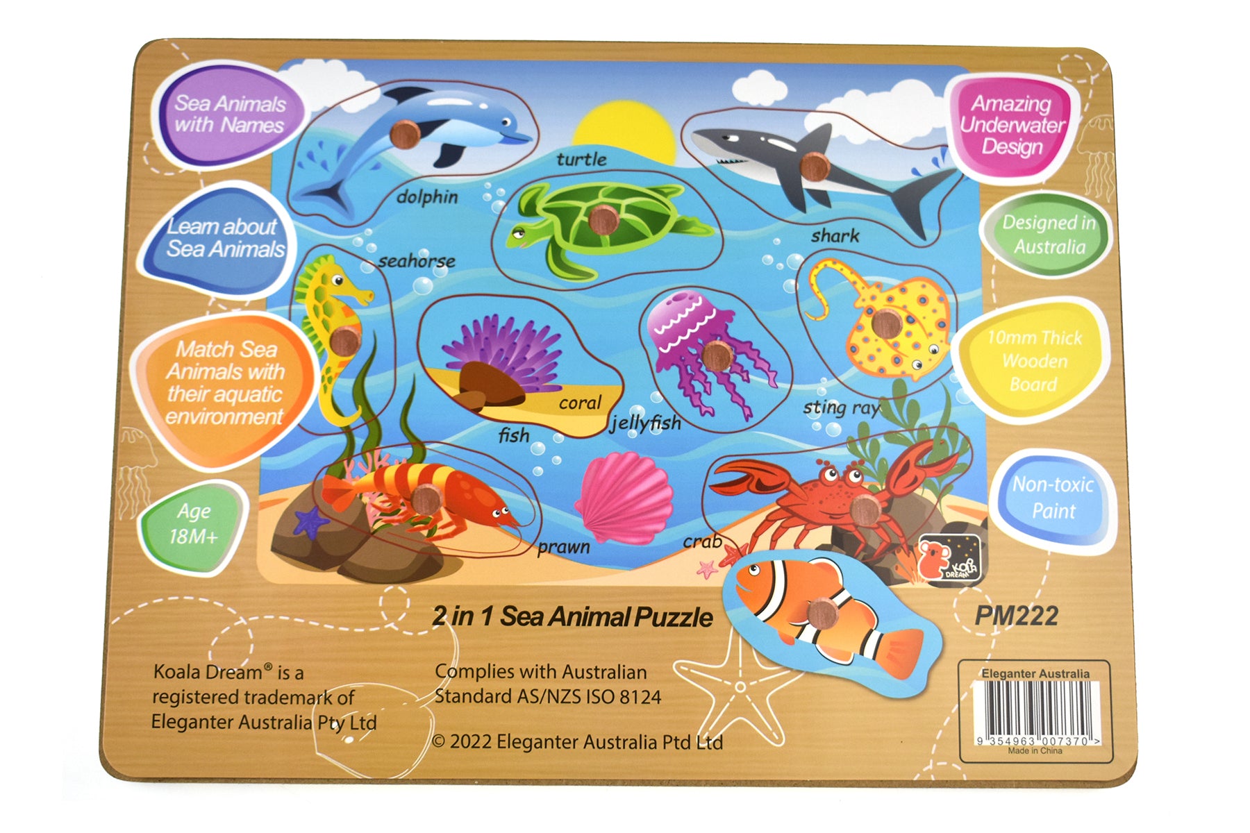 2 in 1 Sea Animal Peg Puzzle