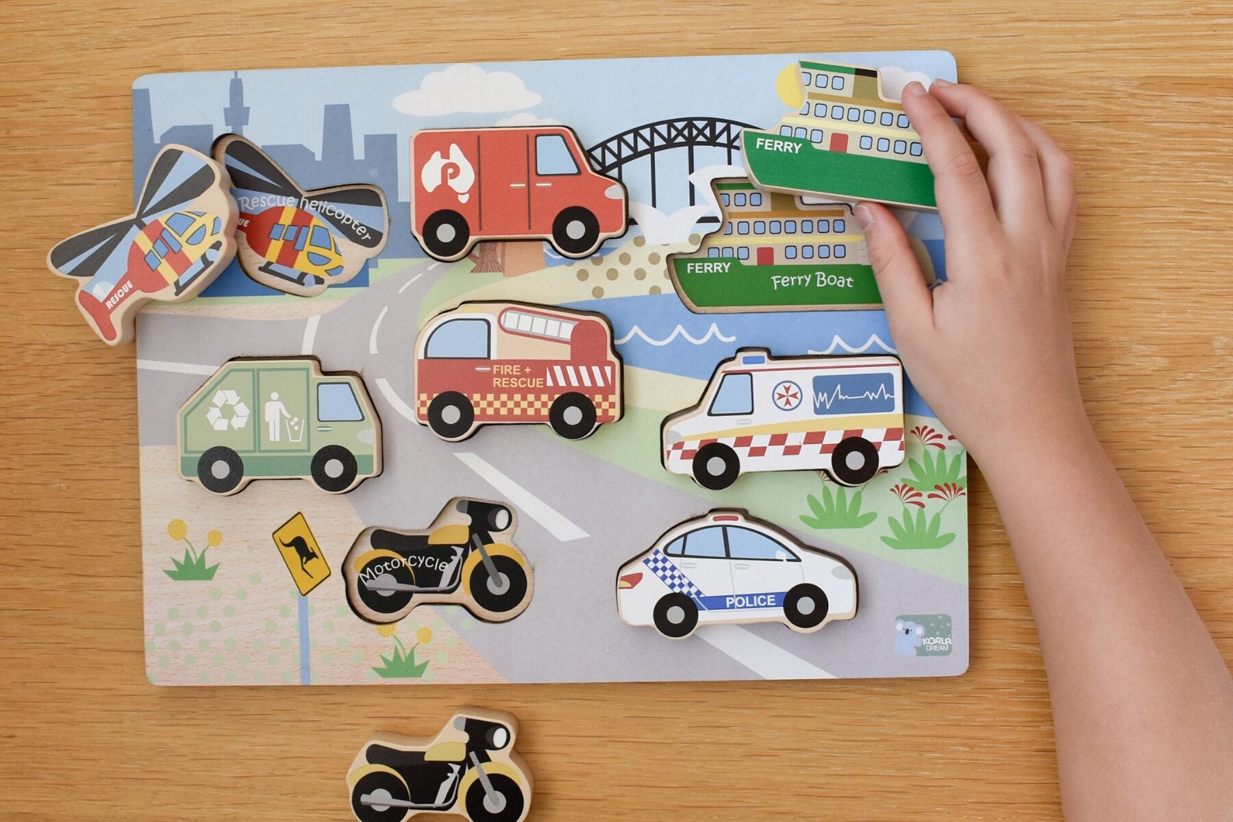 Wooden Chunky Puzzle - Australian Transport Vehicles