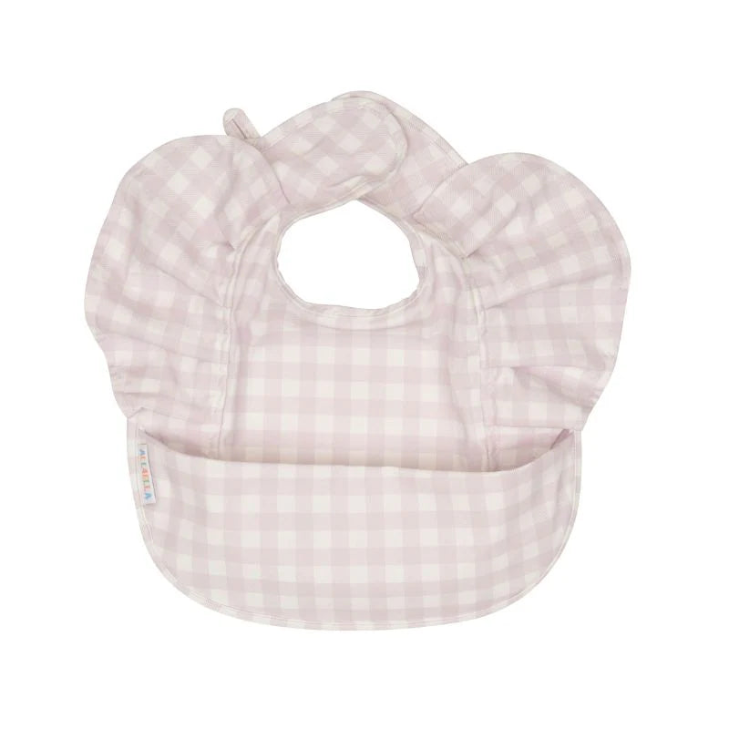 Recycled Frills Bib - Gingham Lilac