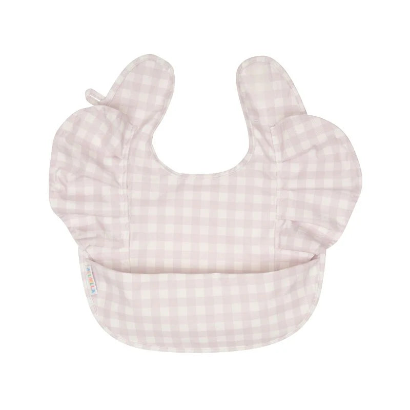 Recycled Frills Bib - Gingham Lilac