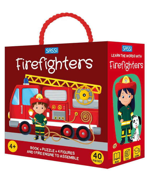3D Puzzle & Book Set - Learn the Words with Firefighters (40 pcs)