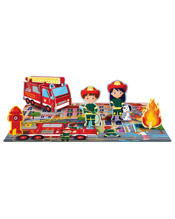 3D Puzzle & Book Set - Learn the Words with Firefighters (40 pcs) - Toot Toot Toys