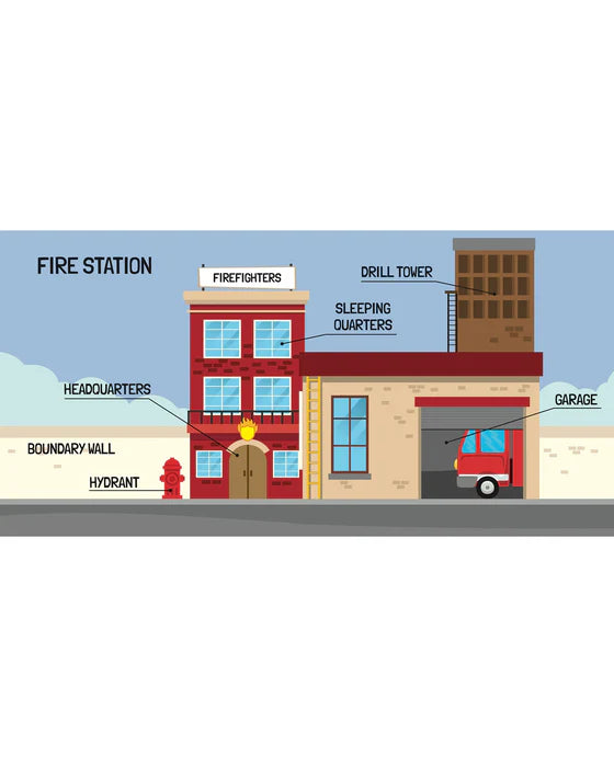 3D Puzzle & Book Set - Learn the Words with Firefighters (40 pcs) - Toot Toot Toys