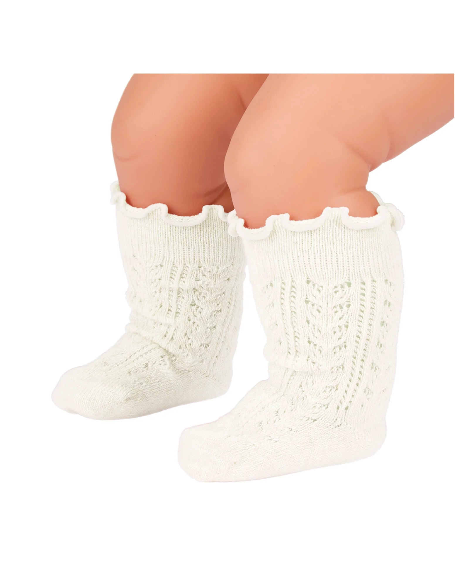 Organic Knee Socks Frilly - Lace Cream - Toot Toot Toys