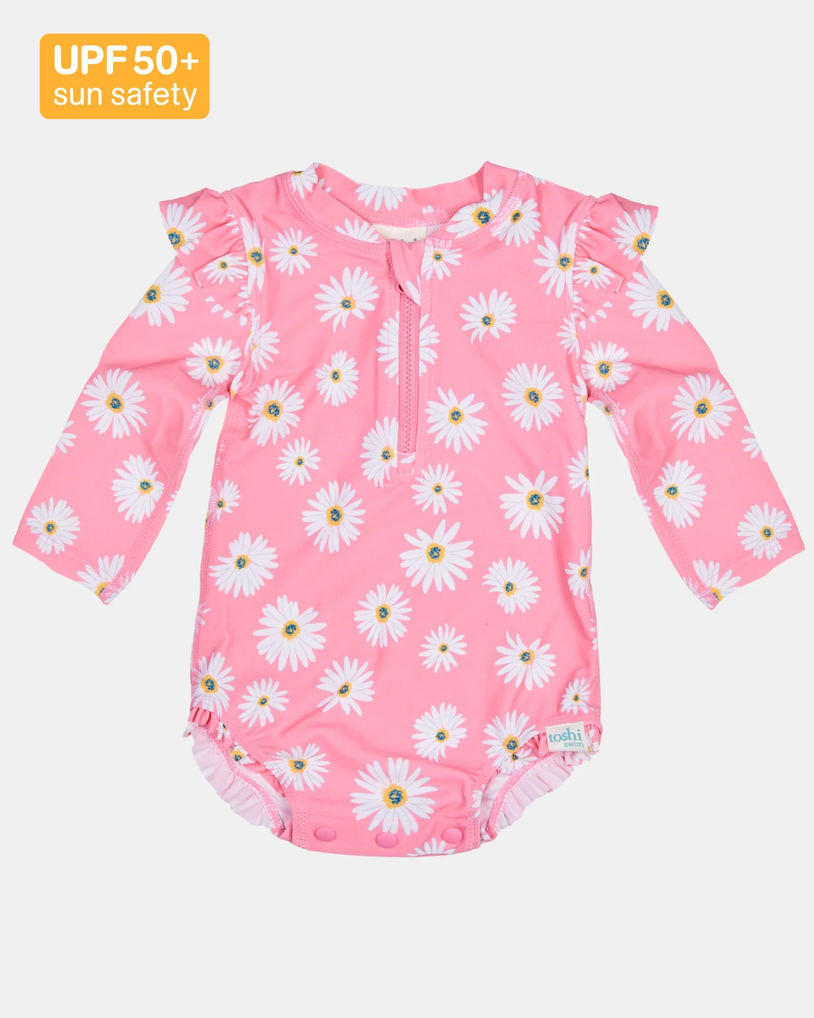 Swim Onesie L/S Ripple - Daisy Watermelon