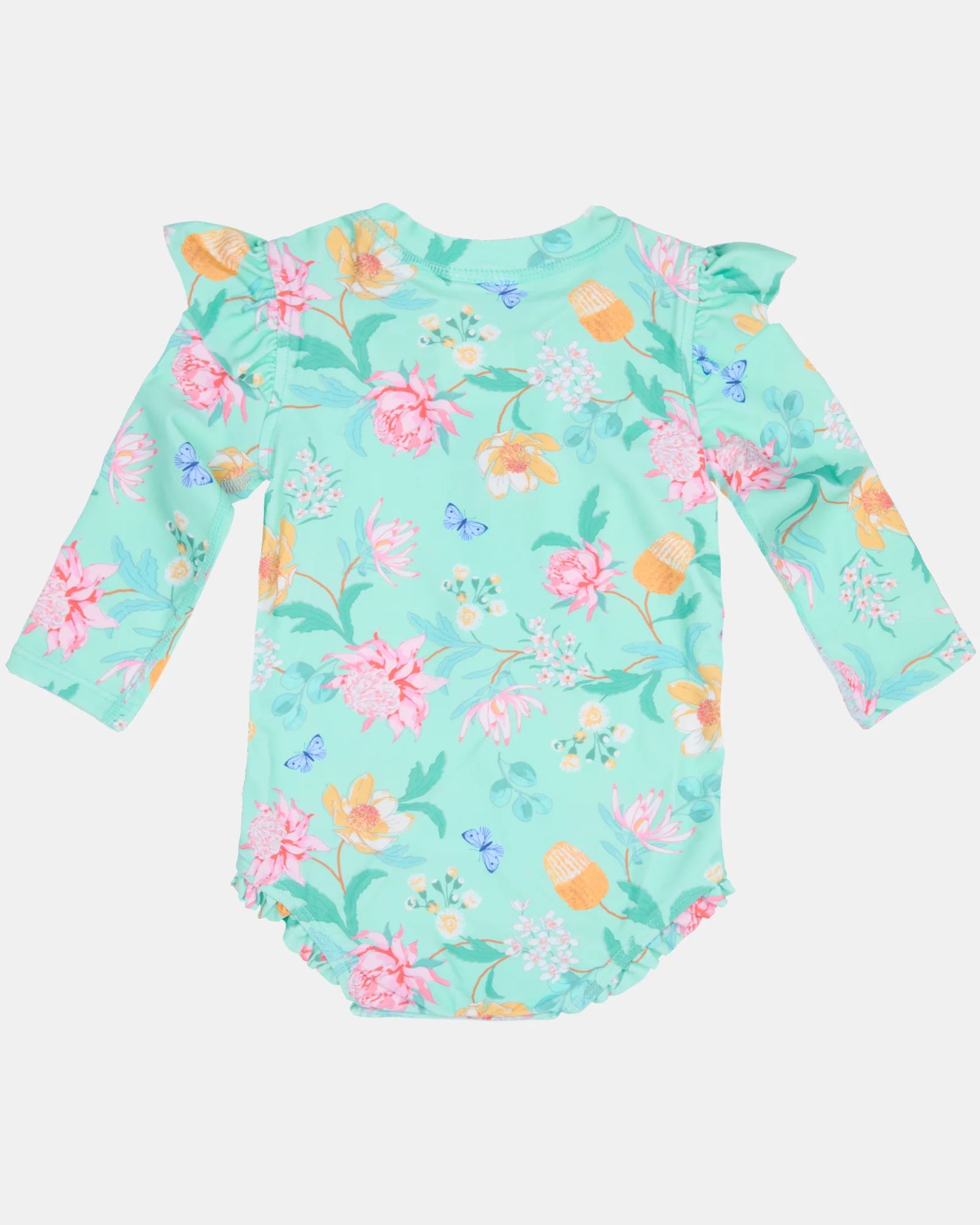 Swim Onesie L/S Ripple - Waratah Mint