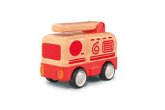 Wooden Friction Work Truck With Sound And Light - Fire Engine