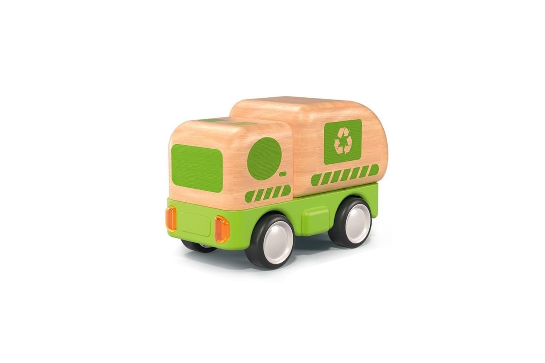 Wooden Friction Work Truck With Sound And Light - Recycling Truck