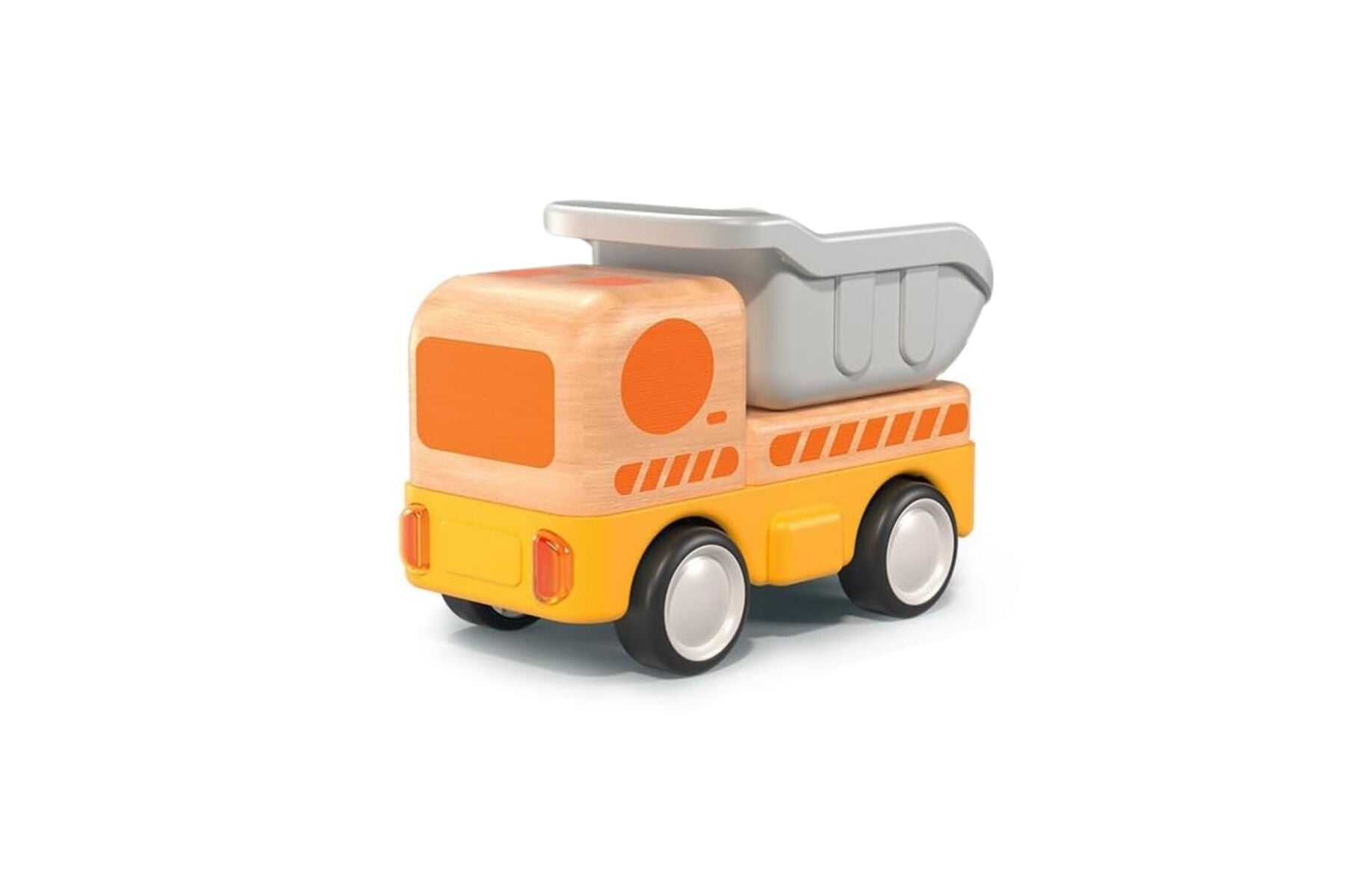 Wooden Friction Work Truck With Sound And Light - Dump Truck