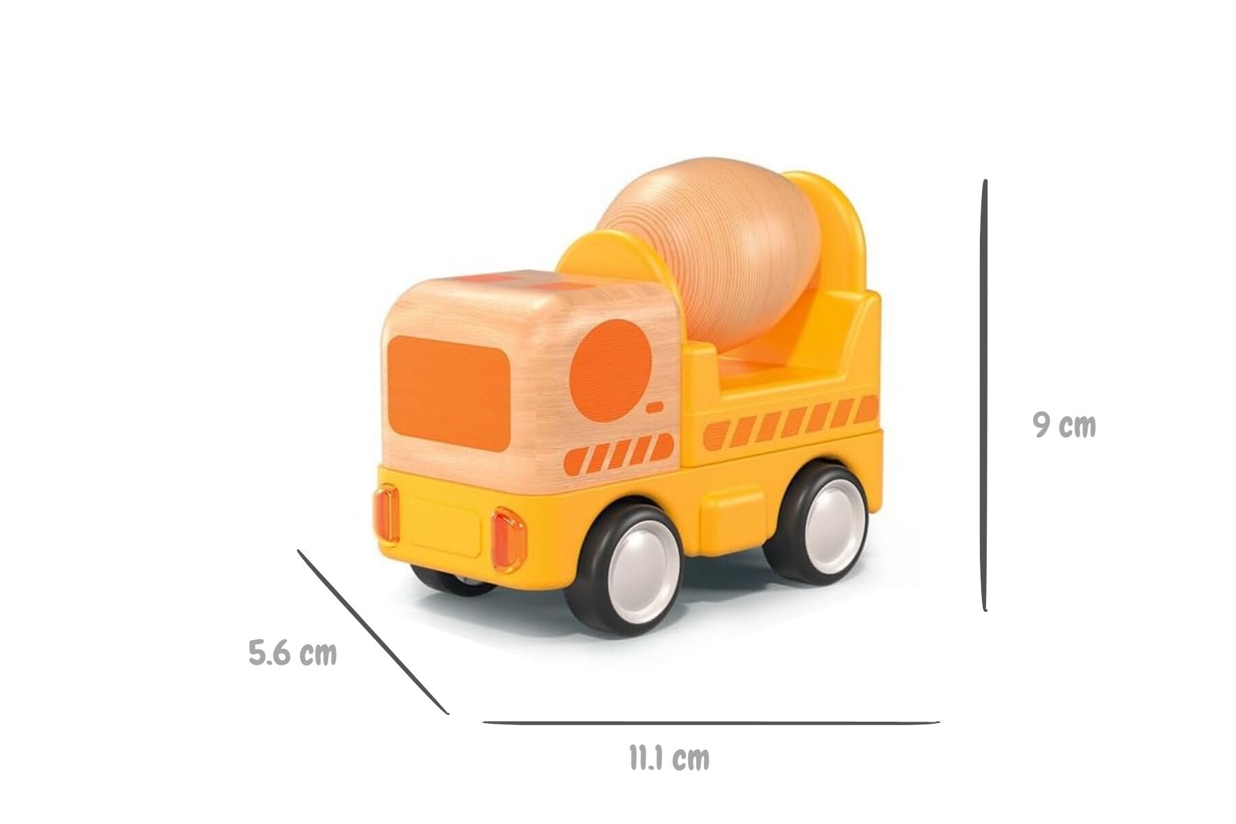 Wooden Friction Work Truck With Sound And Light - Concrete Mixer