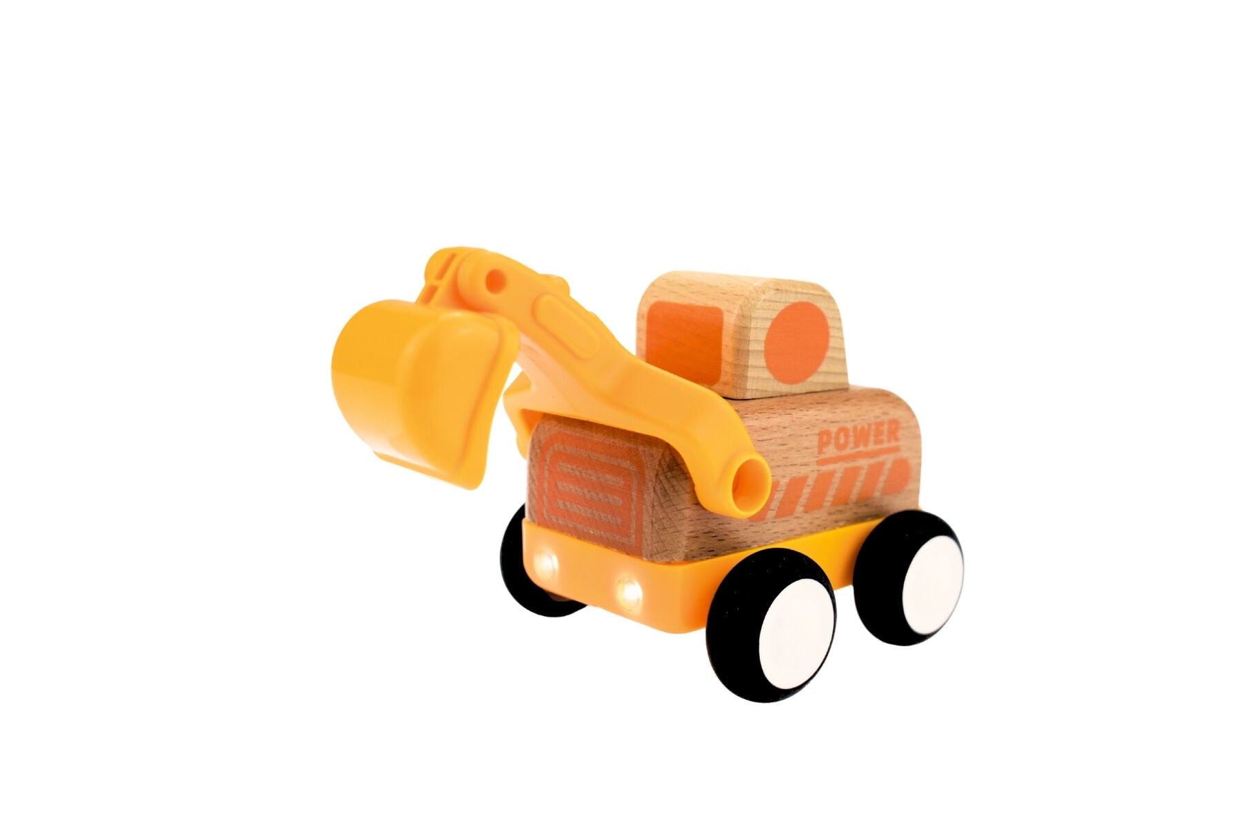 Wooden Friction Work Truck With Sound And Light - Digger