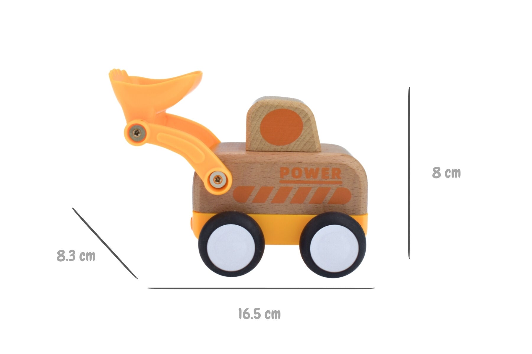 Wooden Friction Work Truck With Sound And Light - Digger