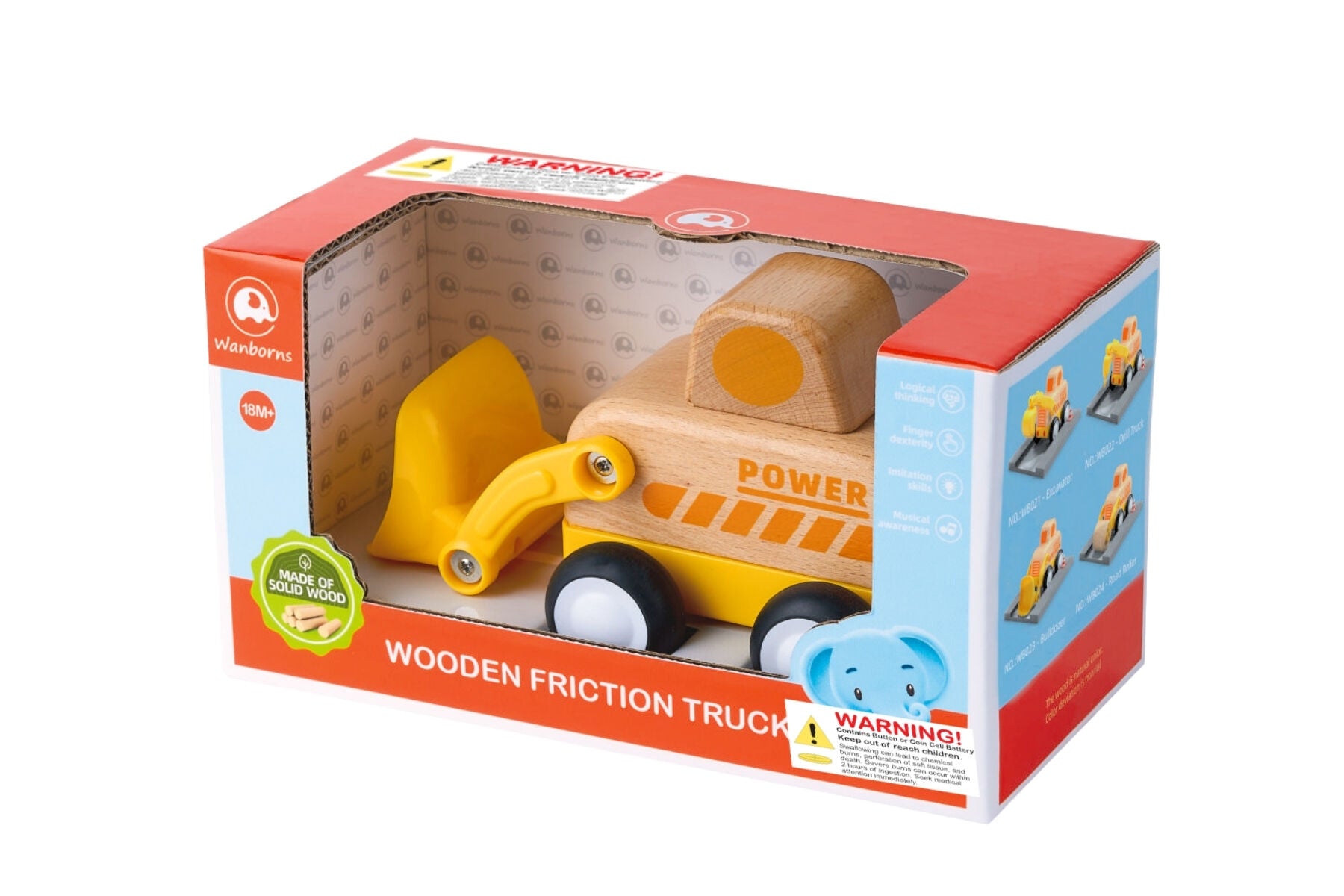Wooden Friction Work Truck With Sound And Light - Bulldozer