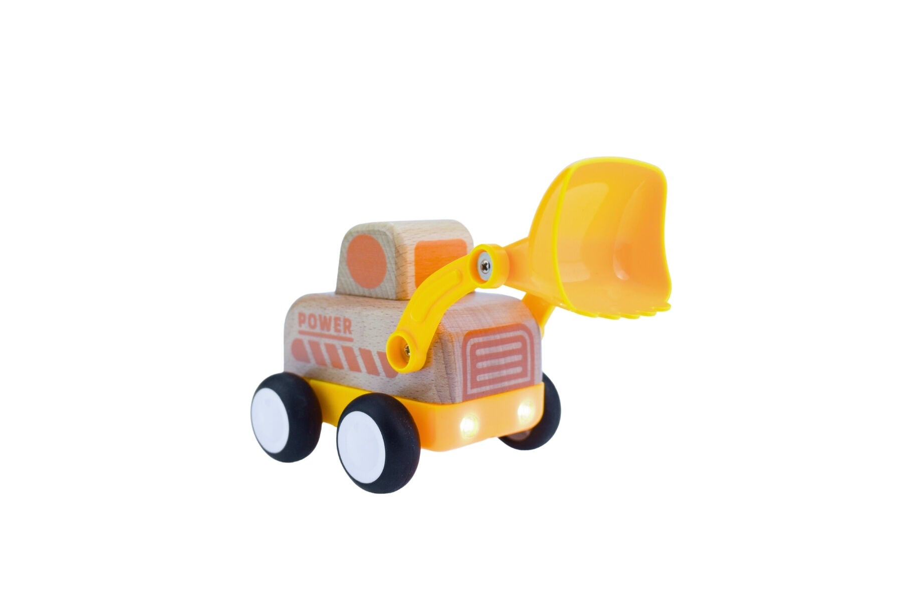 Wooden Friction Work Truck With Sound And Light - Bulldozer