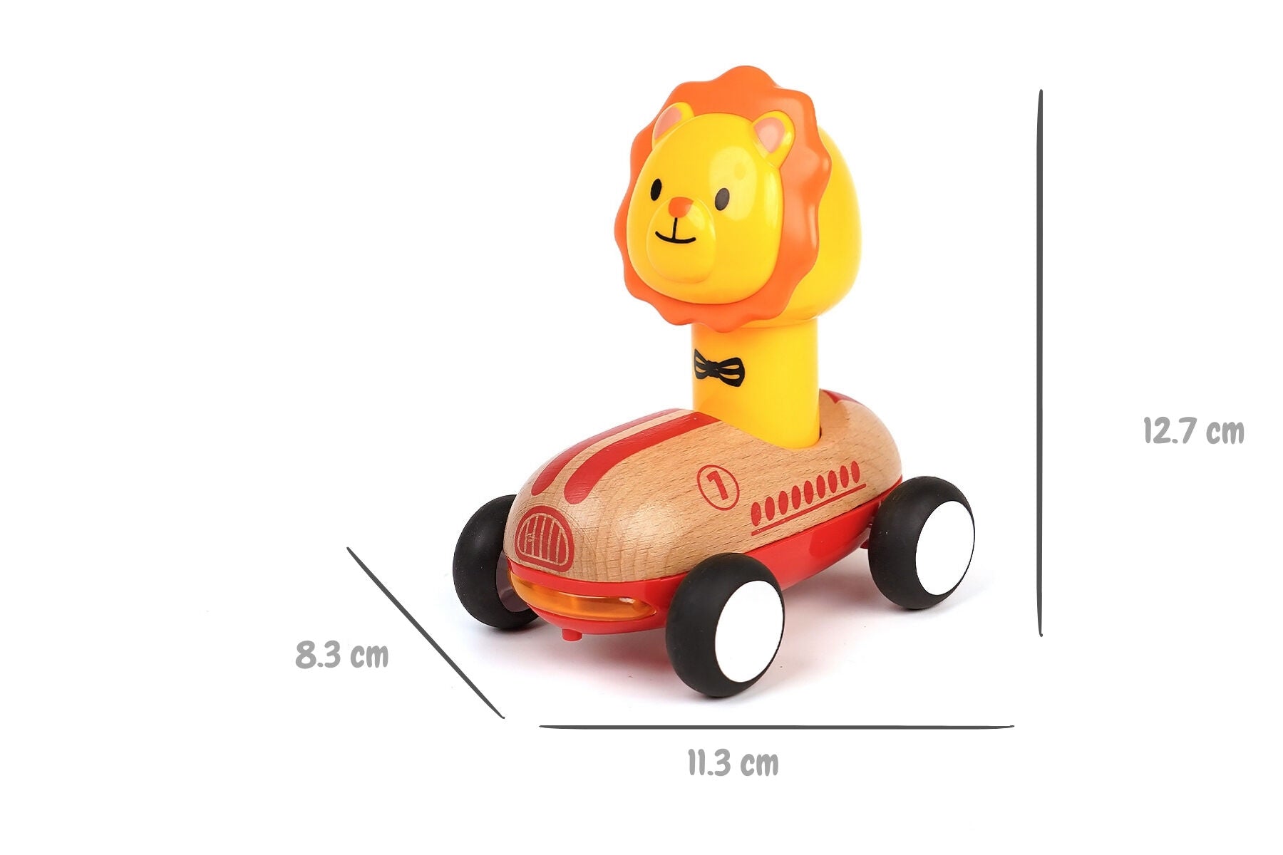 Wooden Press Go Racer With Sound And Light - Lion