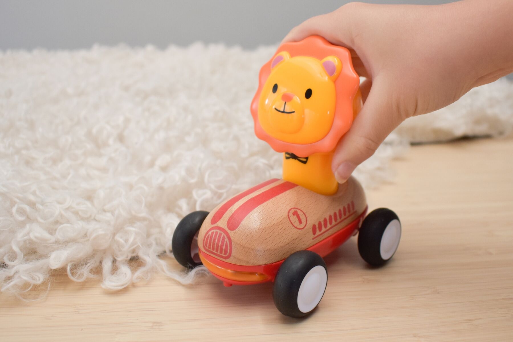 Wooden Press Go Racer With Sound And Light - Lion