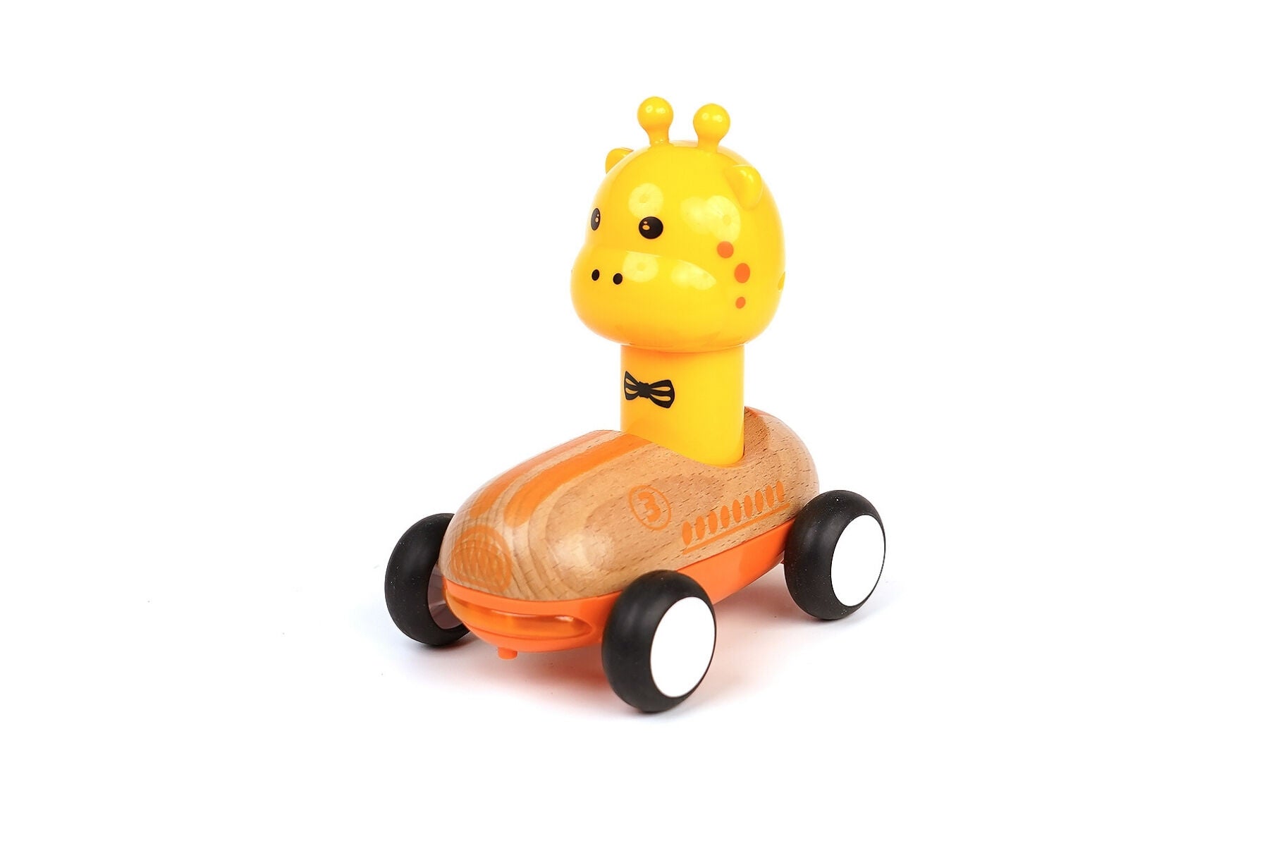 Wooden Press Go Racer With Sound And Light - Giraffe