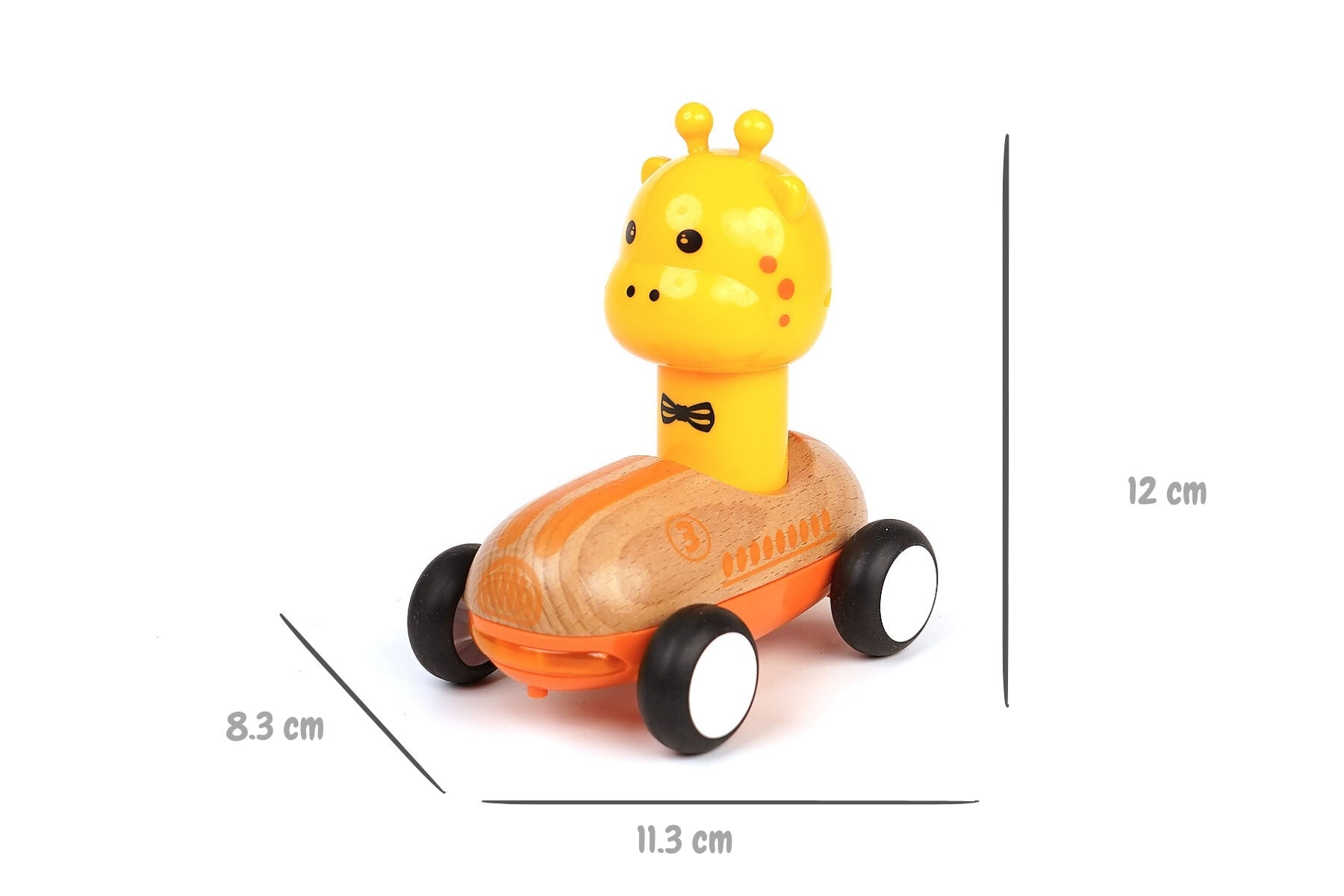 Wooden Press Go Racer With Sound And Light - Giraffe